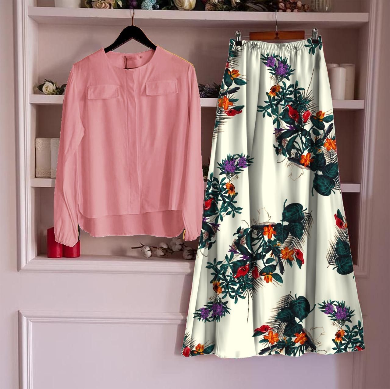 Female Rayon Top with Skirt Sets