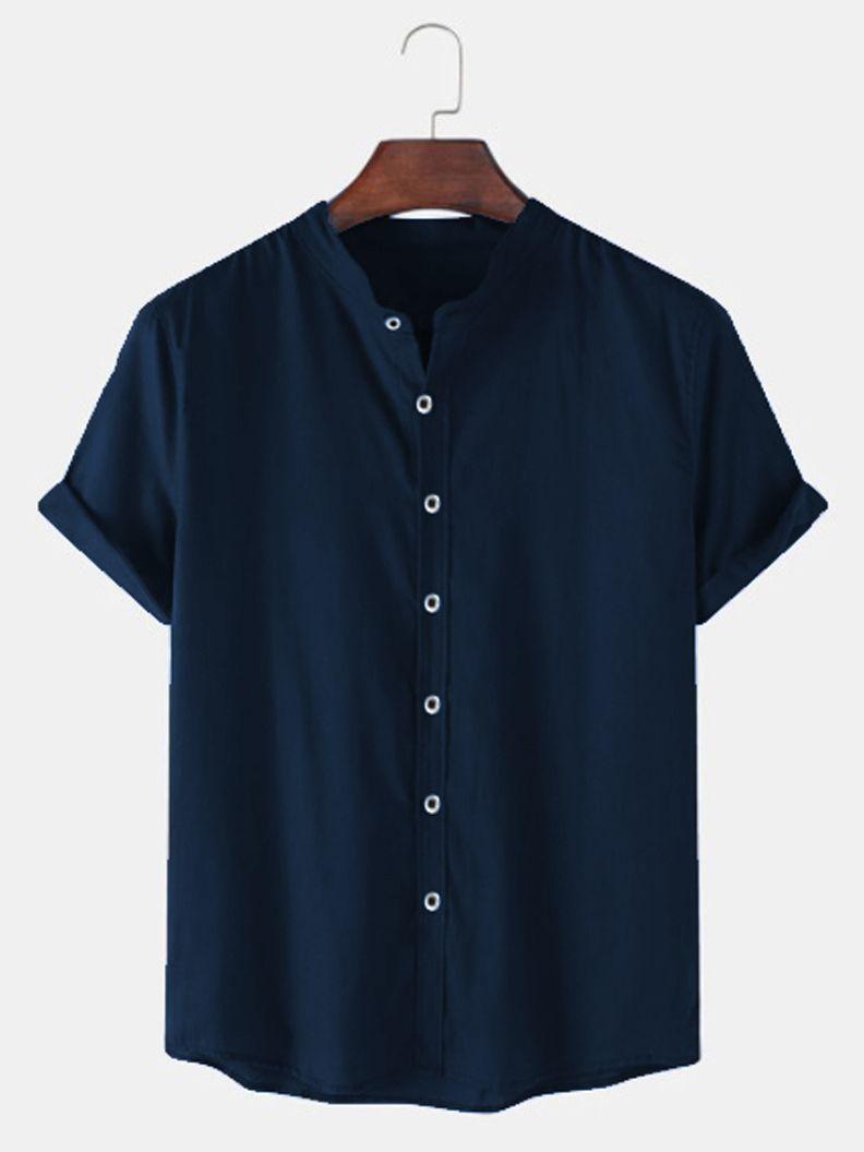 Cotton Solid Polo Neck Mens Shirt