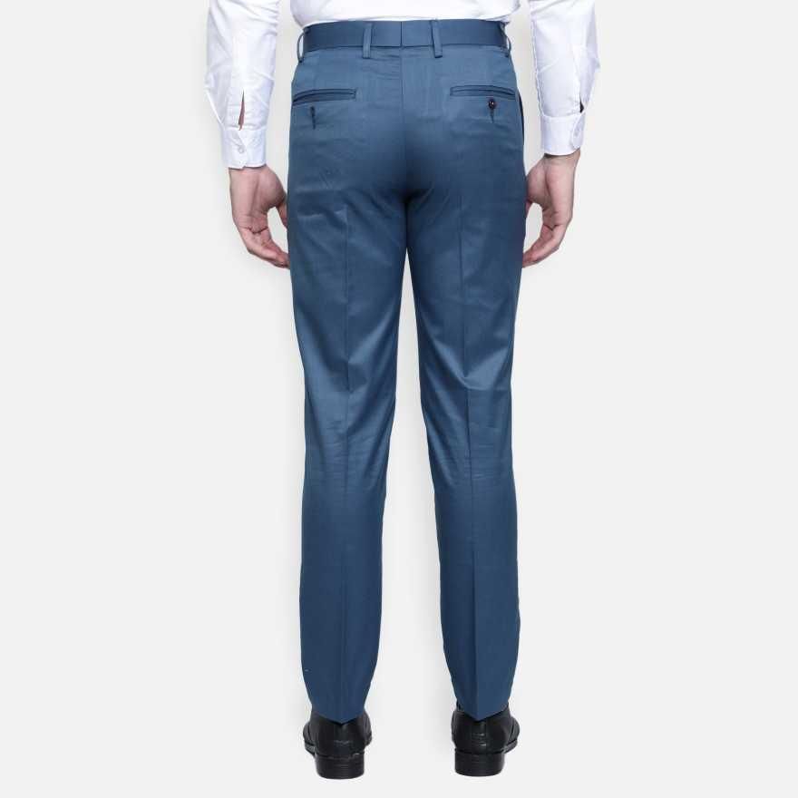 Lycra Blend Solid Regular Fit Men's Formal Trousers